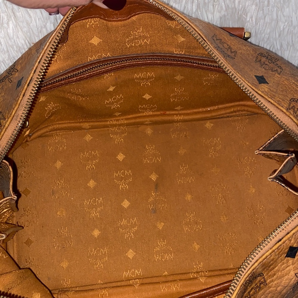 MCM Visetos Monogram Cognac Boston Bag - Picture 9 of 16